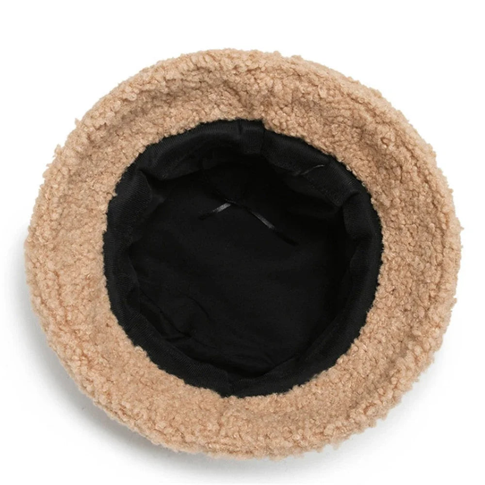 Winter Warm Fleece Bucket Hat for Men Women Cold Resistant Fashion Fisherman Cap Trendy Sunshade