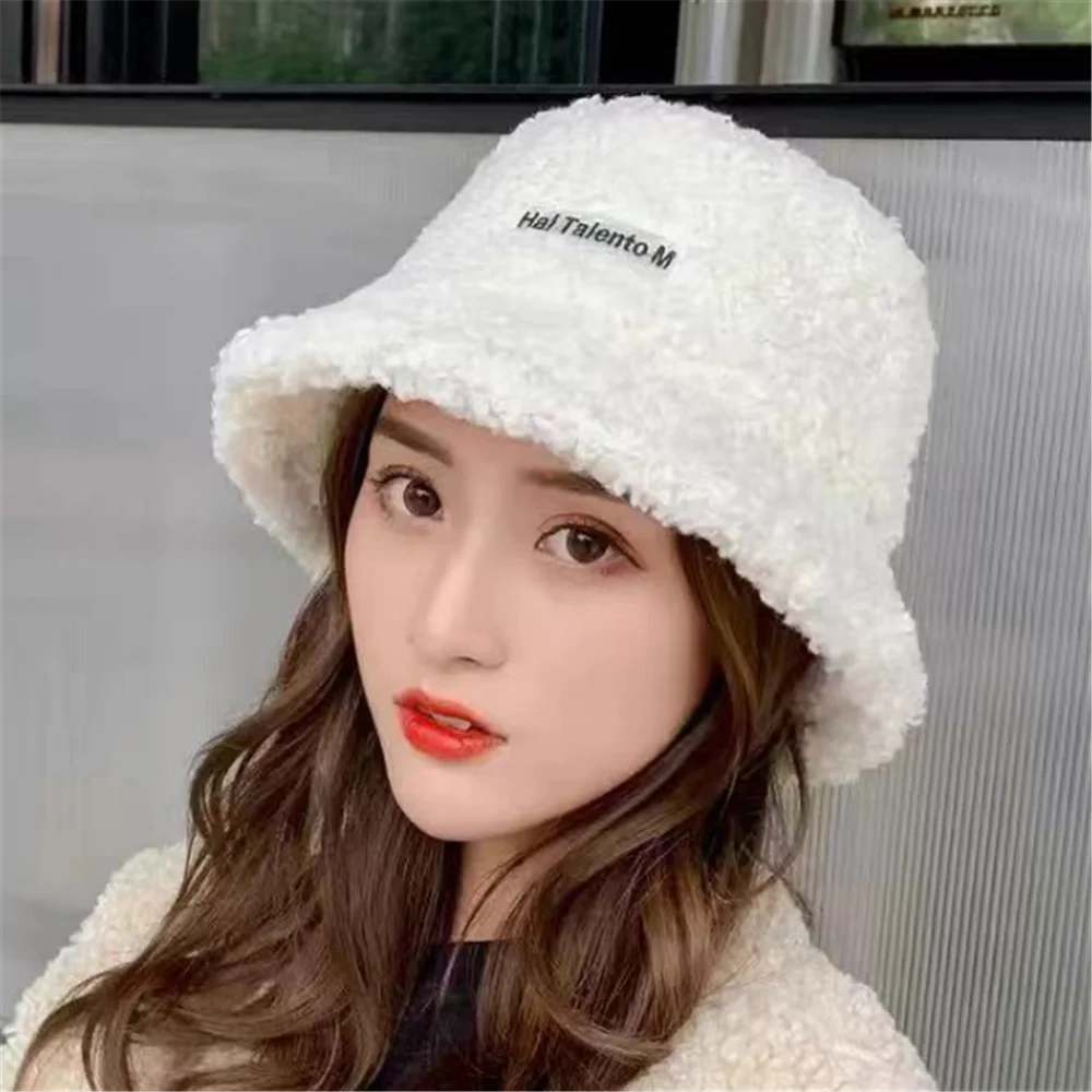 Winter Warm Fleece Bucket Hat for Men Women Cold Resistant Fashion Fisherman Cap Trendy Sunshade
